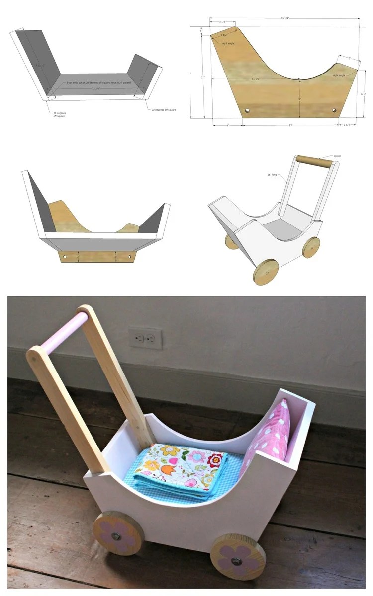 Ana White Wood Doll Pram or Stroller DIY Projects